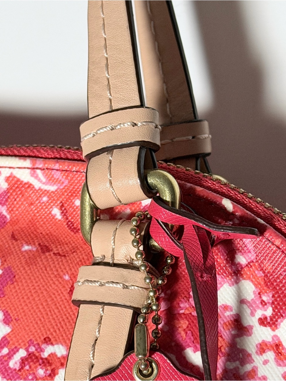 Coach Peyton Floral Cora Dome Satchel with Tan Trim - Picture 5 of 11